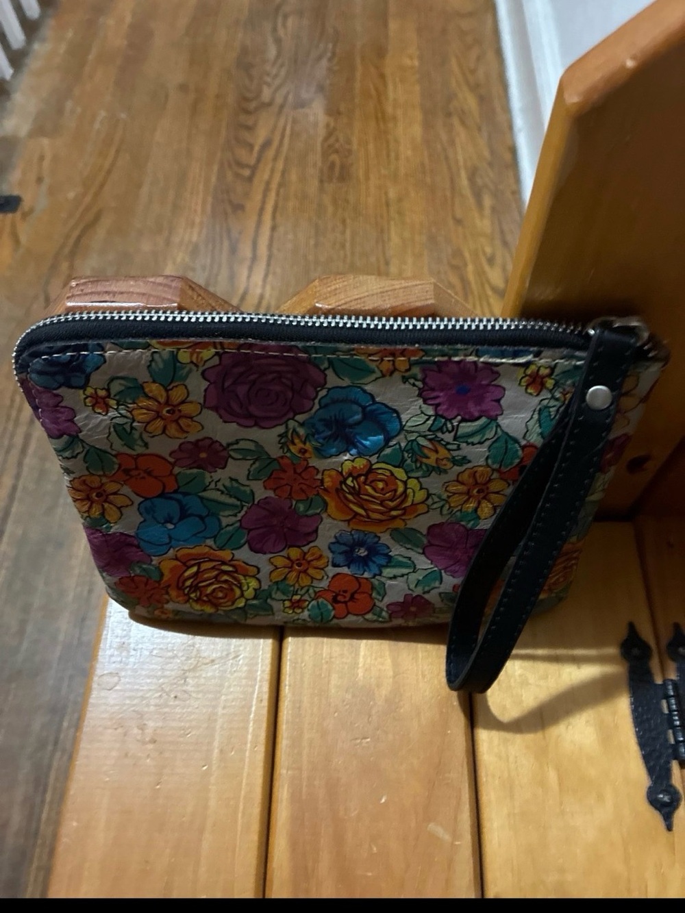 Floral Zip Wristlet Clutch - Multicolor Leather Patricia Nash